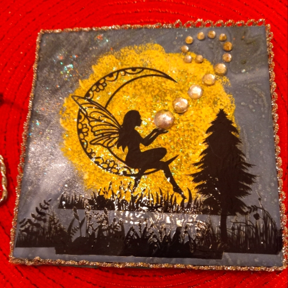 Hand Crafted Fairy Moon Tile